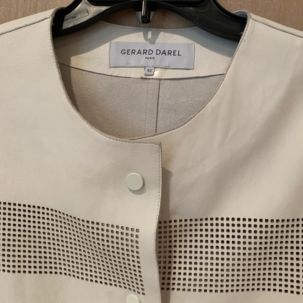 Gerard Darel Women's Cream Leather Perforated Jacket
